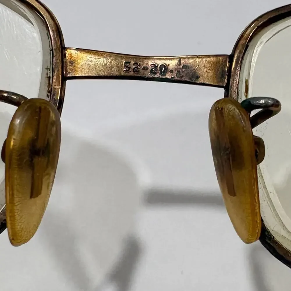 Vintage Womens Glasses Hexagon Gold Filled Metal USA 70s Pince Nez Eyeglasses